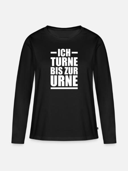 Ich turne bis zum Urne Rentner Gymnastik Oma Opa - Frauen Premium Bio Langarmshirt - Schwarz
