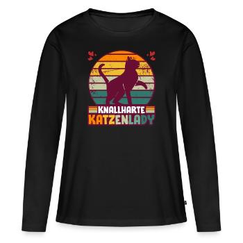 Katzenmama Katze Katzenliebhaber Knallharte Katzen - Frauen Premium Bio Langarmshirt - Schwarz - Vorne - Julia (174cm)