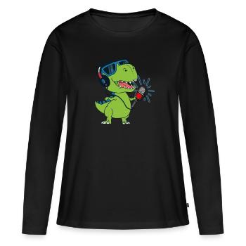 Singender Dinosaurier - Frauen Premium Bio Langarmshirt - Schwarz - Vorne - Julia (174cm)