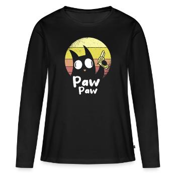 Paw Paw Katze Vintage Sunset Cartoon Kätzchen - Frauen Premium Bio Langarmshirt - Schwarz - Vorne - Julia (174cm)