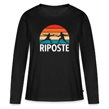 Riposte Fechten Fechter Schwertkampf Duell - Frauen Premium Bio Langarmshirt - Schwarz - Vorne - Julia (174cm)