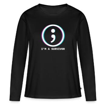 Survivante du suicide - Prévention du suicide - T-shirt manches longues Premium bio Femme - noir - Devant - Julia (174cm)