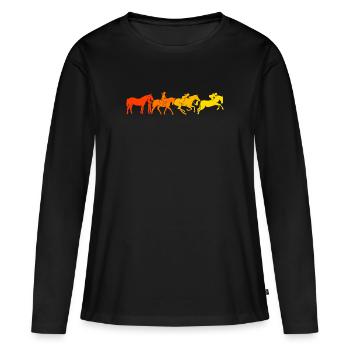 Moniteur d’équitation Équitation Cavaliers - T-shirt manches longues Premium bio Femme - noir - Devant - Julia (174cm)