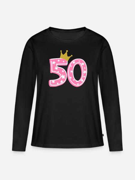 50 Krone 50. Geburtstag 50 Jahre - Ekologisk långärmad premium-T-shirt dam - svart