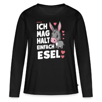 Esel Eselchen Maultier Muli - Frauen Premium Bio Langarmshirt - Schwarz - Vorne - Julia (174cm)