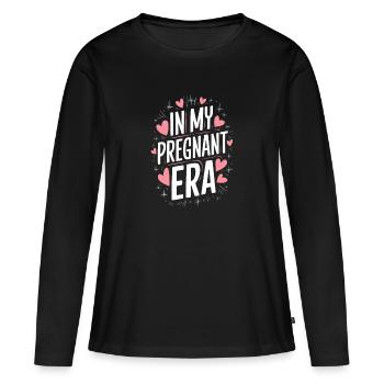 Grossesse Grossesse Accouchement - T-shirt manches longues Premium bio Femme - noir - Devant - Julia (174cm)