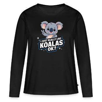 Koala Koala Koala Ours Koala Animal - T-shirt manches longues Premium bio Femme - noir - Devant - Julia (174cm)