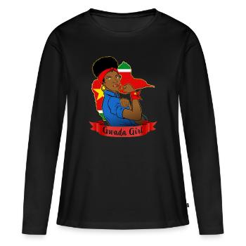 Guadeloupean woman Gwada Girl - Women's Premium Organic Long Sleeve Shirt - black - Front - Julia (174cm)