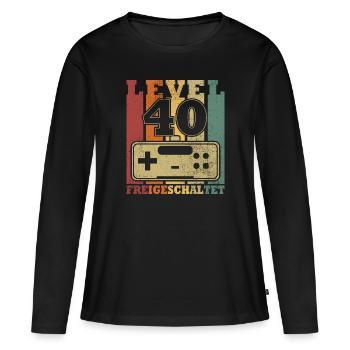 Niveau 40 Déverrouillé - T-shirt manches longues Premium bio Femme - noir - Devant - Julia (174cm)