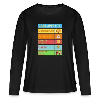 Bon appetit menu pour le petit déjeuner - T-shirt manches longues Premium bio Femme - noir - Devant - Julia (174cm)