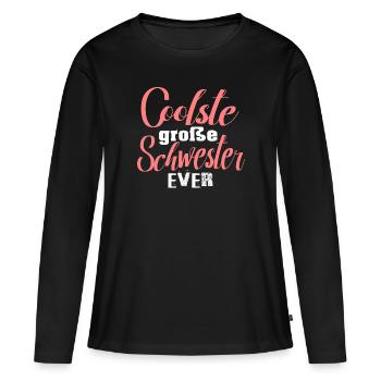 Große Schwester beste coolste Schwester cool - Frauen Premium Bio Langarmshirt - Schwarz - Vorne - Julia (174cm)