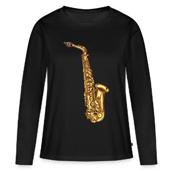 Saxophone saxophone - T-shirt manches longues Premium bio Femme - noir - Devant - Julia (174cm)