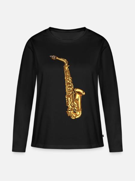 Saxofon saxofon - Premium økologisk langermet T-skjorte for kvinner - svart