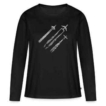 chasseur à réaction - T-shirt manches longues Premium bio Femme - noir - Devant - Julia (174cm)
