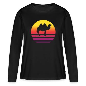 Camel Retro Style Vintage - Women's Premium Organic Long Sleeve Shirt - black - Front - Julia (174cm)
