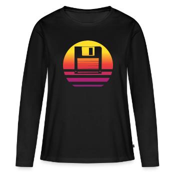 Diskette Retro Style Vintage - Frauen Premium Bio Langarmshirt - Schwarz - Vorne - Julia (174cm)