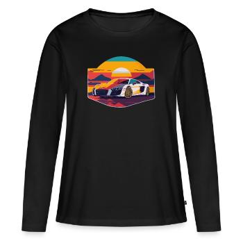 Speed Symphony: Super voiture colorée - T-shirt manches longues Premium bio Femme - noir - Devant - Julia (174cm)