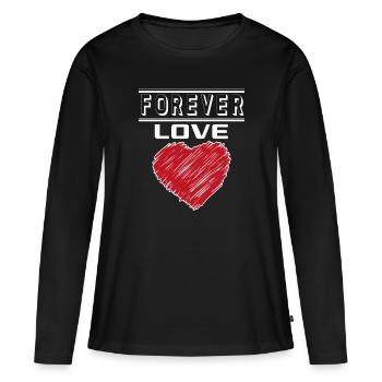 Liebe Forever I Love You Herz Hearts Wahre Liebe - Frauen Premium Bio Langarmshirt - Schwarz - Vorne - Julia (174cm)