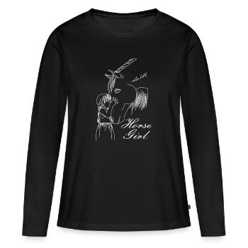 Fille de cheval - T-shirt manches longues Premium bio Femme - noir - Devant - Julia (174cm)