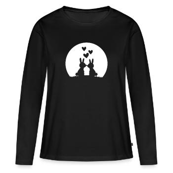 Mein Hase - Ein süßes verliebtes Hasen Paar - Frauen Premium Bio Langarmshirt - Schwarz - Vorne - Julia (174cm)