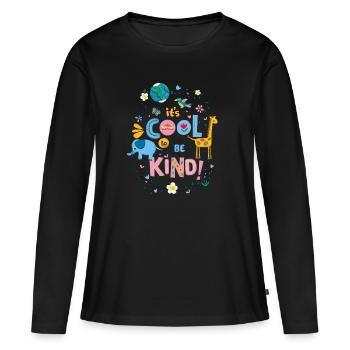 Play-Doh Animaux Avec Slogan It's Cool To Be Kind - T-shirt manches longues Premium bio Femme - noir - Devant - Julia (174cm)