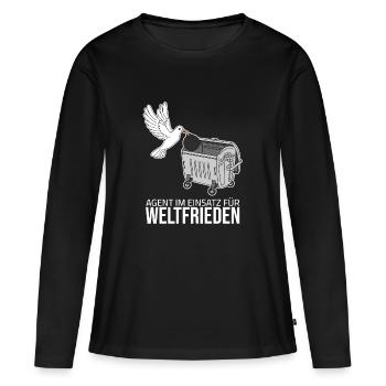 Weltfrieden - Agent im Einsatz - Frauen Premium Bio Langarmshirt - Schwarz - Vorne - Julia (174cm)