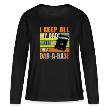 Papa Blague Drôle Papa Blague Père Blagues - T-shirt manches longues Premium bio Femme - noir - Devant - Julia (174cm)