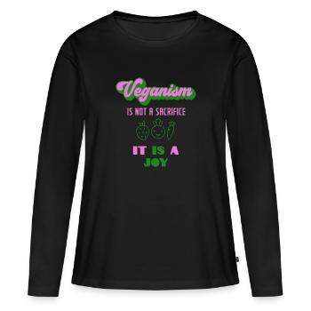 Végétalien végétalien végétalien - T-shirt manches longues Premium bio Femme - noir - Devant - Julia (174cm)