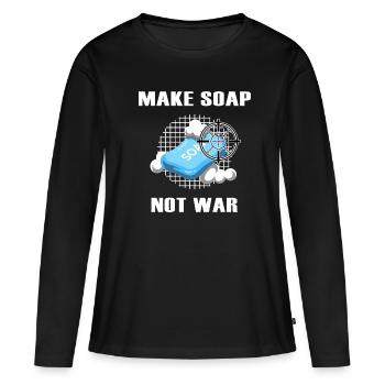 savon savon carver faire du savon pas la guerre - T-shirt manches longues Premium bio Femme - noir - Devant - Julia (174cm)