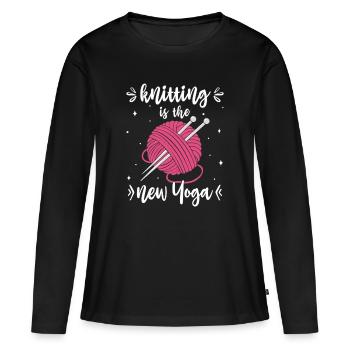 Stricken Knitting Is The New Yoga Stricker lustig - Frauen Premium Bio Langarmshirt - Schwarz - Vorne - Julia (174cm)