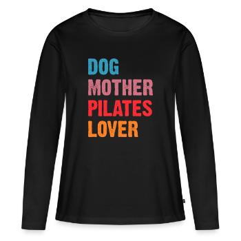 Chien Mère Pilates Amant - T-shirt manches longues Premium bio Femme - noir - Devant - Julia (174cm)