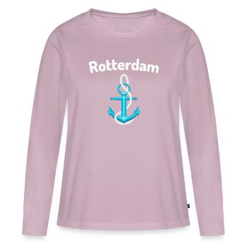 Rotterdam - T-shirt manches longues Premium bio Femme - rose poudré - Devant - Julia (174cm)