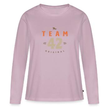 42e anniversaire Équipe 42 ans - T-shirt manches longues Premium bio Femme - rose poudré - Devant - Julia (174cm)