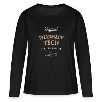 Pharmacie Tech Emploi Profession Anniversaire Travailleur - T-shirt manches longues Premium bio Femme - noir - Devant - Julia (174cm)
