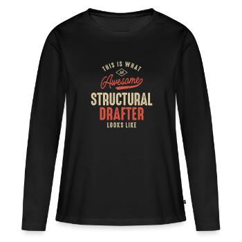 Drôle génial Emploi de dessinateur structurel - T-shirt manches longues Premium bio Femme - noir - Devant - Julia (174cm)