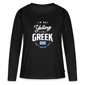 Je ne crie pas Je suis grecque drôle de fierté grecque - T-shirt manches longues Premium bio Femme - noir - Devant - Julia (174cm)