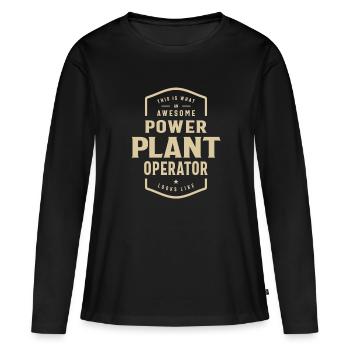 Super travail d’opérateur de centrale électrique - T-shirt manches longues Premium bio Femme - noir - Devant - Julia (174cm)