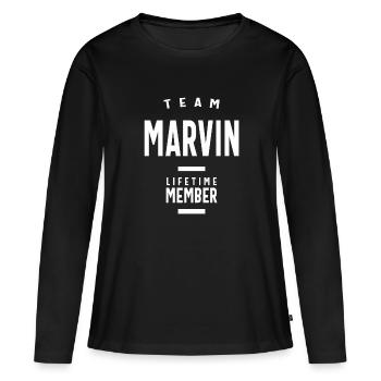 Team Marvin Lifetime Member Personalisierter Name - Frauen Premium Bio Langarmshirt - Schwarz - Vorne - Julia (174cm)