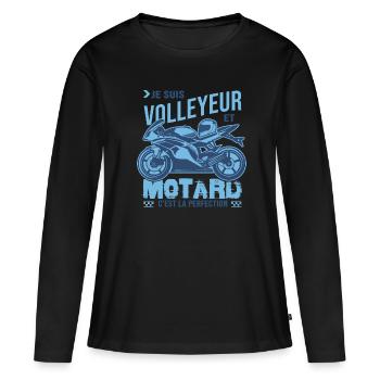 motard parfait volleyeur parfait - T-shirt manches longues Premium bio Femme - noir - Devant - Julia (174cm)
