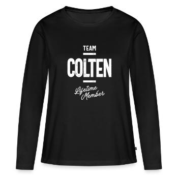 Colten Personalisierter Name - Frauen Premium Bio Langarmshirt - Schwarz - Vorne - Julia (174cm)