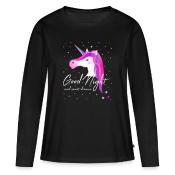 Licorne bonne nuit Chemise de sommeil - T-shirt manches longues Premium bio Femme - noir - Devant - Julia (174cm)
