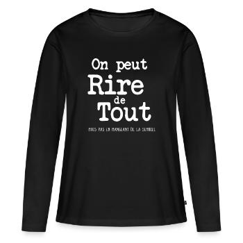 Citation drôle cadeau drôle citation humour - T-shirt manches longues Premium bio Femme - noir - Devant - Julia (174cm)