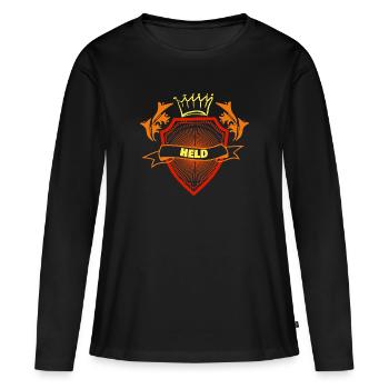 Ich bin ein Held - Frauen Premium Bio Langarmshirt - Schwarz - Vorne - Julia (174cm)