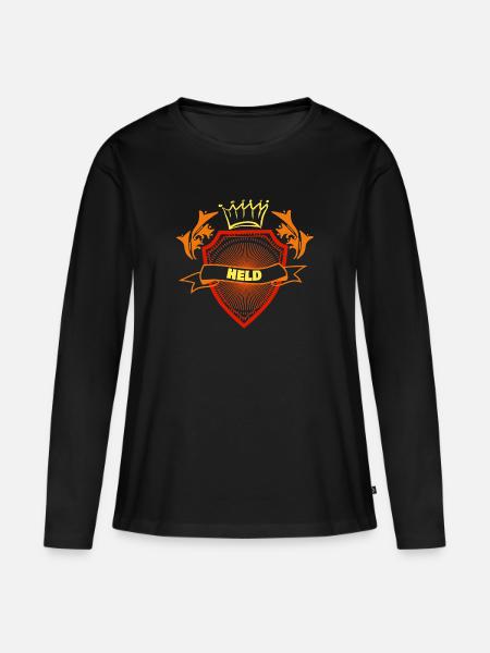 Ich bin ein Held - Frauen Premium Bio Langarmshirt - Schwarz