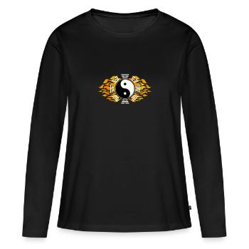 Bagua Zhang Yin Yang Cercle d’arts martiaux chinois - T-shirt manches longues Premium bio Femme - noir - Devant - Julia (174cm)