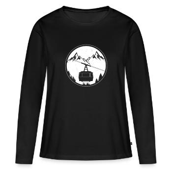 Téléphérique Télécabine téléphérique Rétro Blanc Vintage - T-shirt manches longues Premium bio Femme - noir - Devant - Julia (174cm)