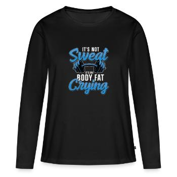 C'est pas la transpiration drôle d'entraînement - T-shirt manches longues Premium bio Femme - noir - Devant - Julia (174cm)
