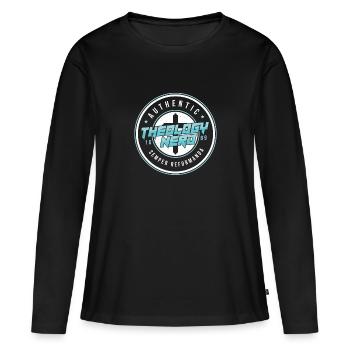 Authenitic Theology Nerd Pasteur théologien - T-shirt manches longues Premium bio Femme - noir - Devant - Julia (174cm)