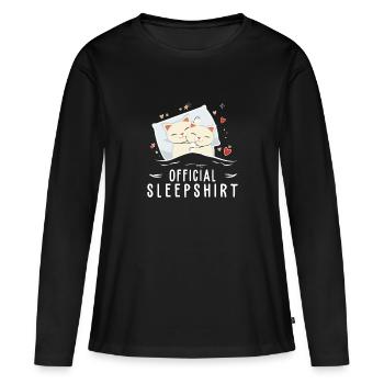 Offizieller Schlafanzug, Motiv: Katzen - Frauen Premium Bio Langarmshirt - Schwarz - Vorne - Julia (174cm)