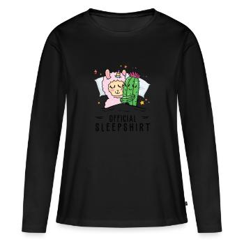 Offizielles Schlafanzug, Einhorn, Umarmungen, - Frauen Premium Bio Langarmshirt - Schwarz - Vorne - Julia (174cm)